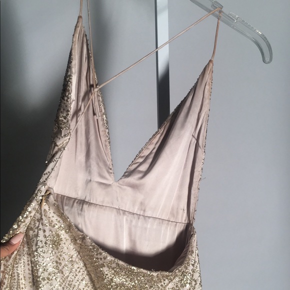 Meshki Gold Champagne Glitter Maxi Dress - Picture 6 of 8